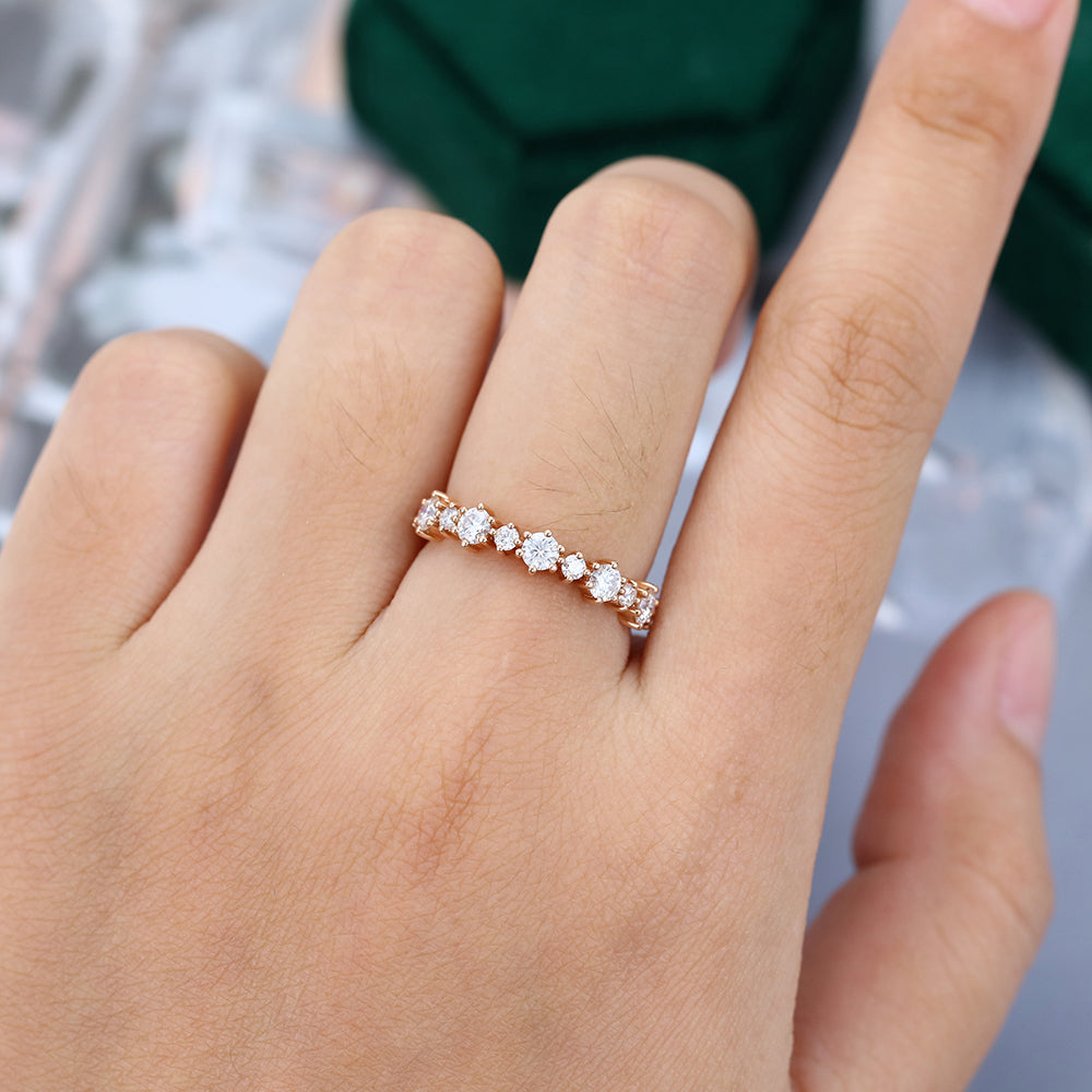 0.65 TCW Round Half Eternity Moissanite Wedding Band