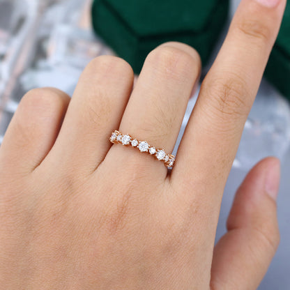 0.65 TCW Round Half Eternity Moissanite Wedding Band