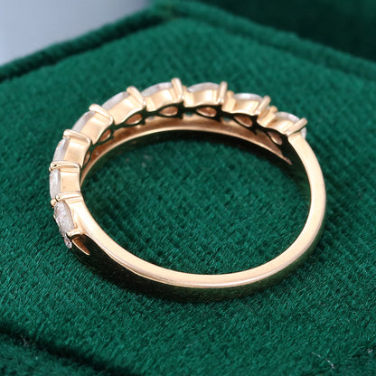 0.63 TCW Pear & Round Double Band & Half Eternity Moissanite Wedding Band