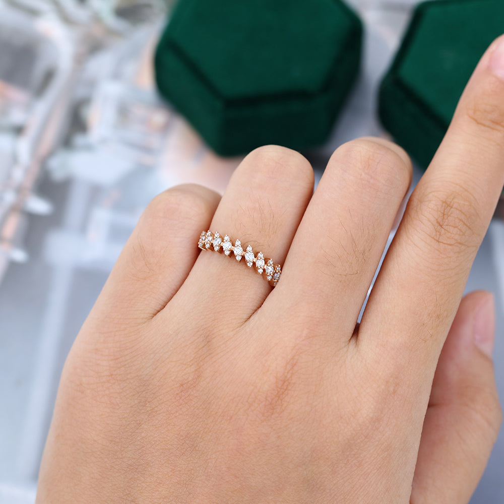 0.3 TCW Round Half Eternity Moissanite Wedding Band
