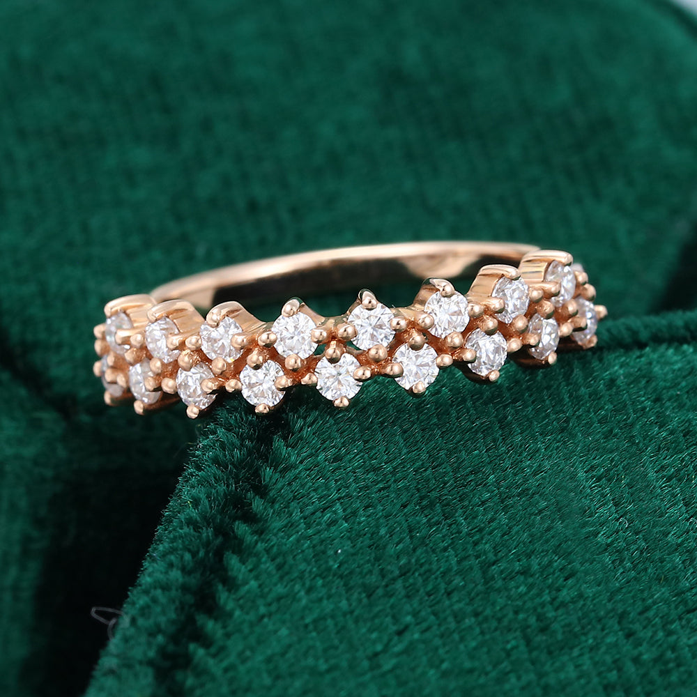 0.46 TCW Round Half Eternity Moissanite Wedding Band