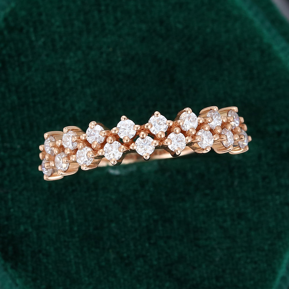 0.46 TCW Round Half Eternity Moissanite Wedding Band