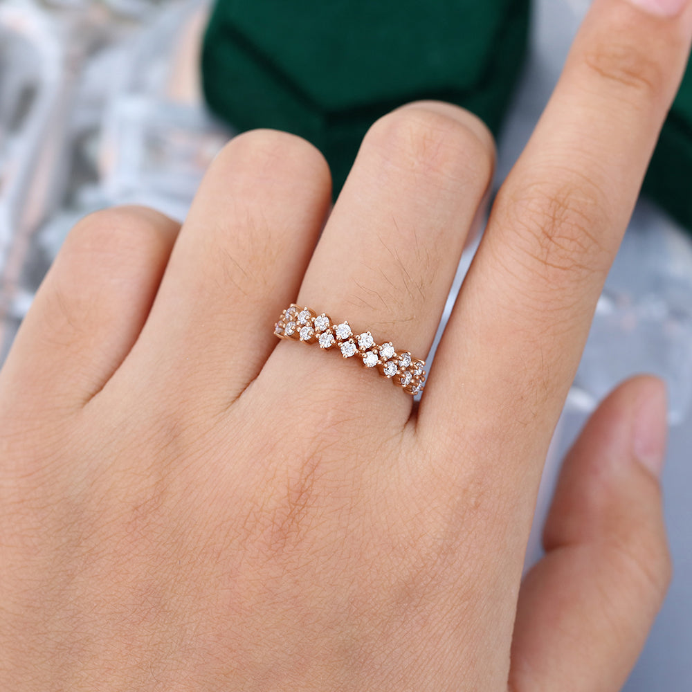 0.46 TCW Round Half Eternity Moissanite Wedding Band