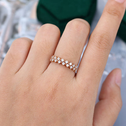 0.46 TCW Round Half Eternity Moissanite Wedding Band