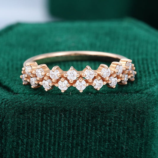 0.46 TCW Round Half Eternity Moissanite Wedding Band