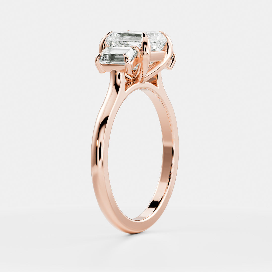2 CT Asscher Three Stone Moissanite Engagement Ring
