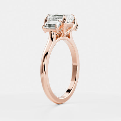 2 CT Asscher Three Stone Moissanite Engagement Ring