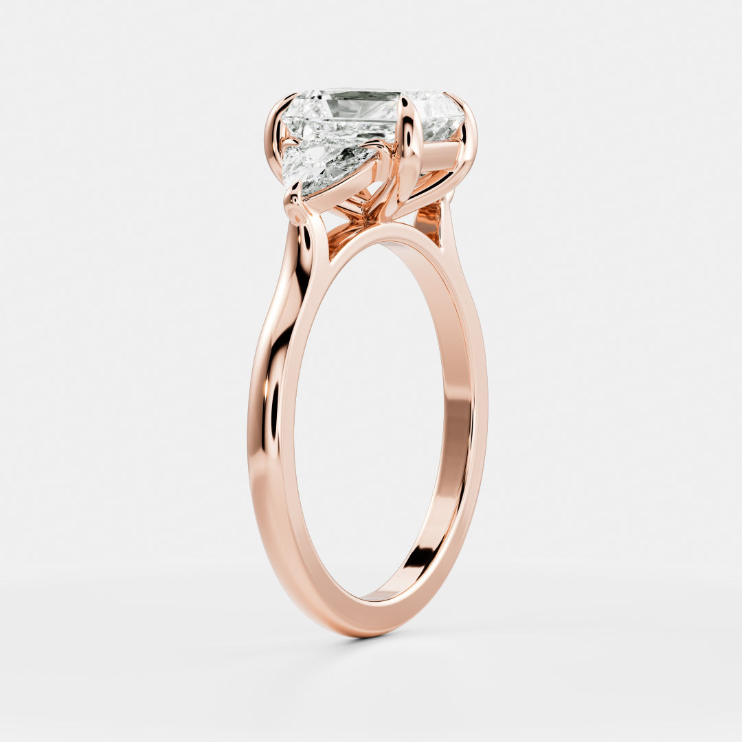 2 CT Radiant Three Stone Moissanite Engagement Ring