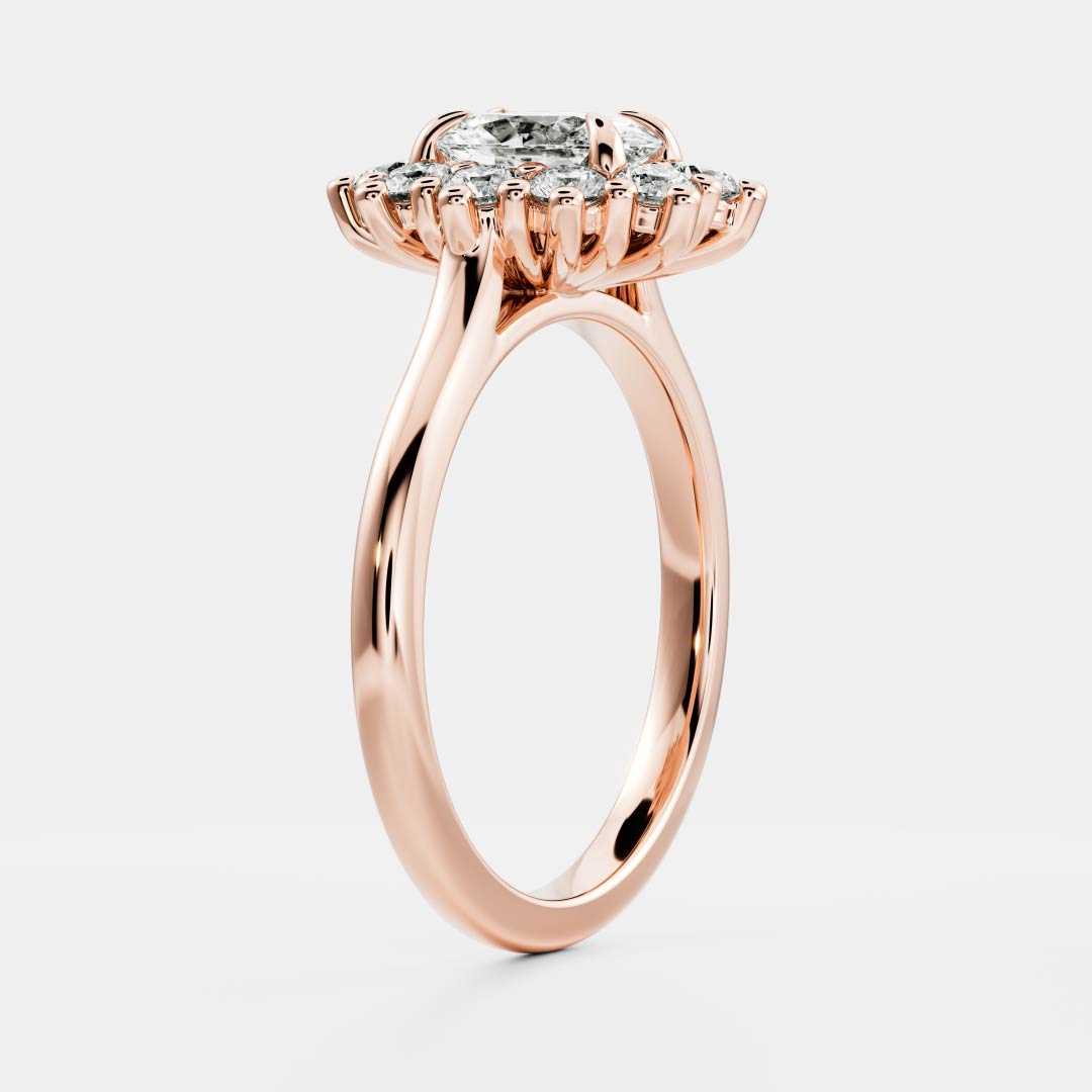 1 CT Oval Halo Moissanite Engagement Ring