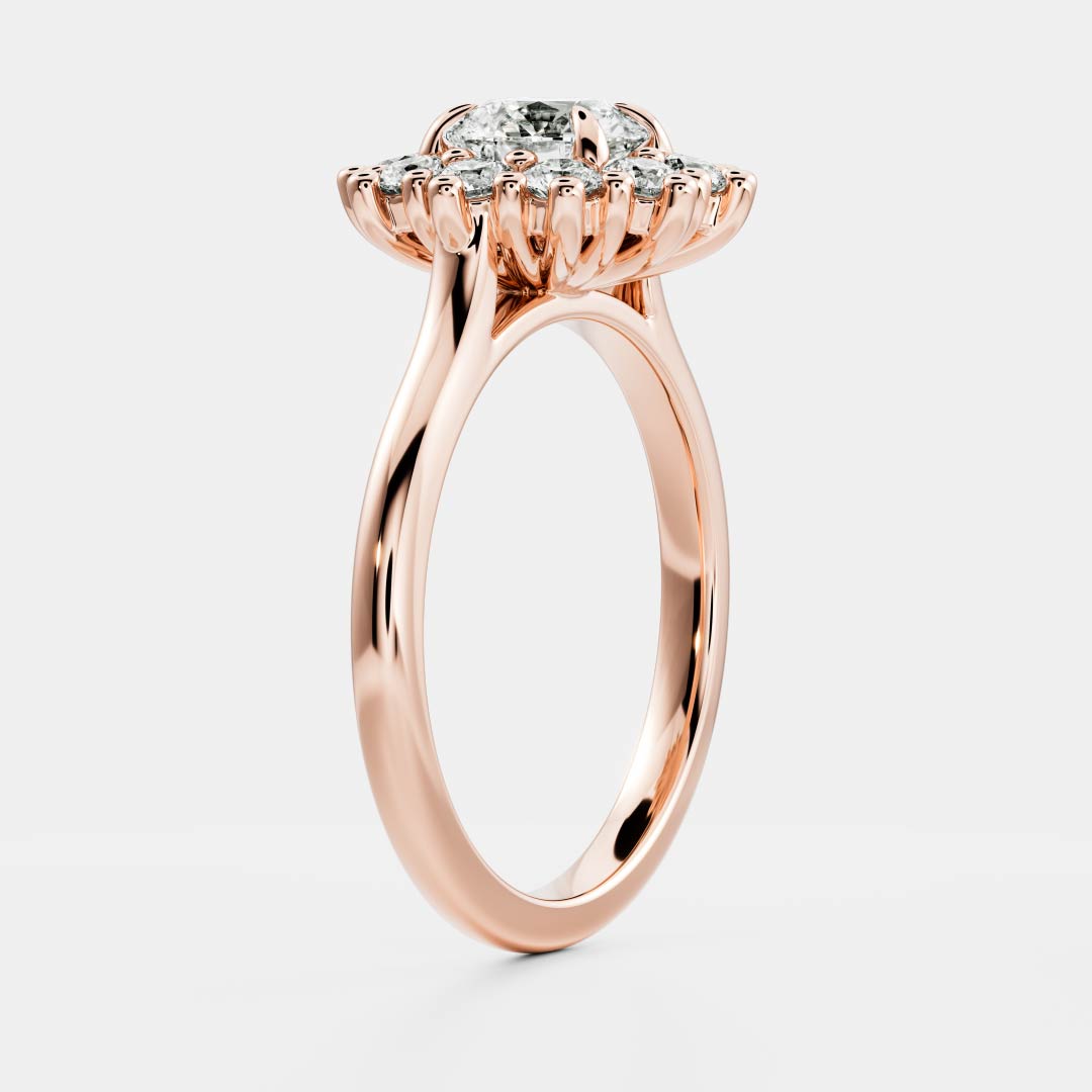 0.5 CT Round Halo Moissanite Engagement Ring