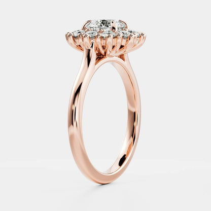 0.5 CT Round Halo Moissanite Engagement Ring