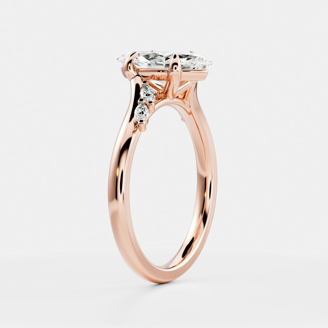 2 CT Marquise Cluster Moissanite Engagement Ring