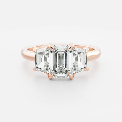 1.5 CT Emerald Three Stone Moissanite Engagement Ring