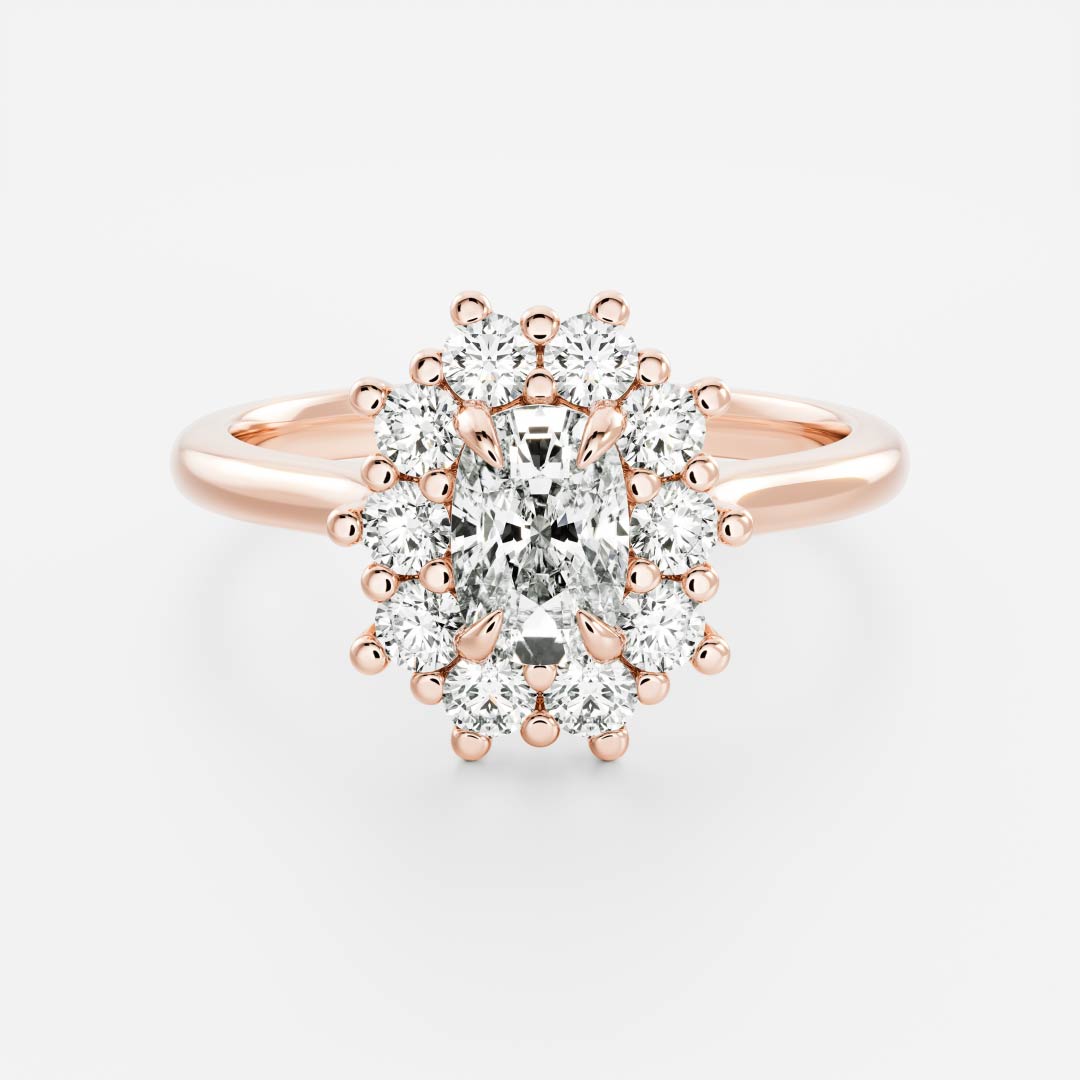 1 CT Elongated Cushion Halo Moissanite Engagement Ring