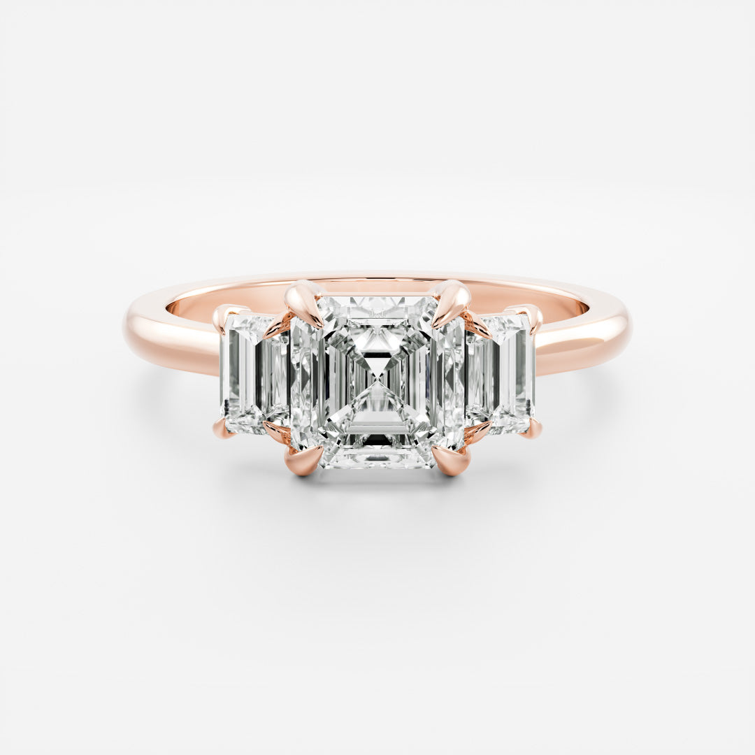 2 CT Asscher Three Stone Moissanite Engagement Ring
