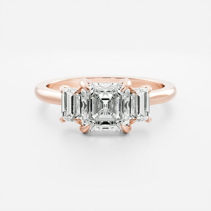 2 CT Asscher Three Stone Moissanite Engagement Ring