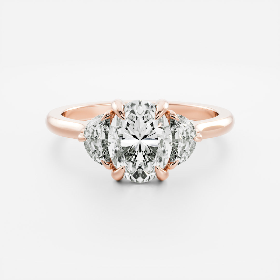 1 CT Oval Three Stone Moissanite Engagement Ring