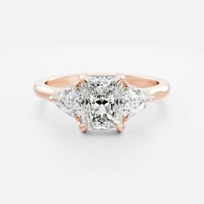 2 CT Radiant Three Stone Moissanite Engagement Ring