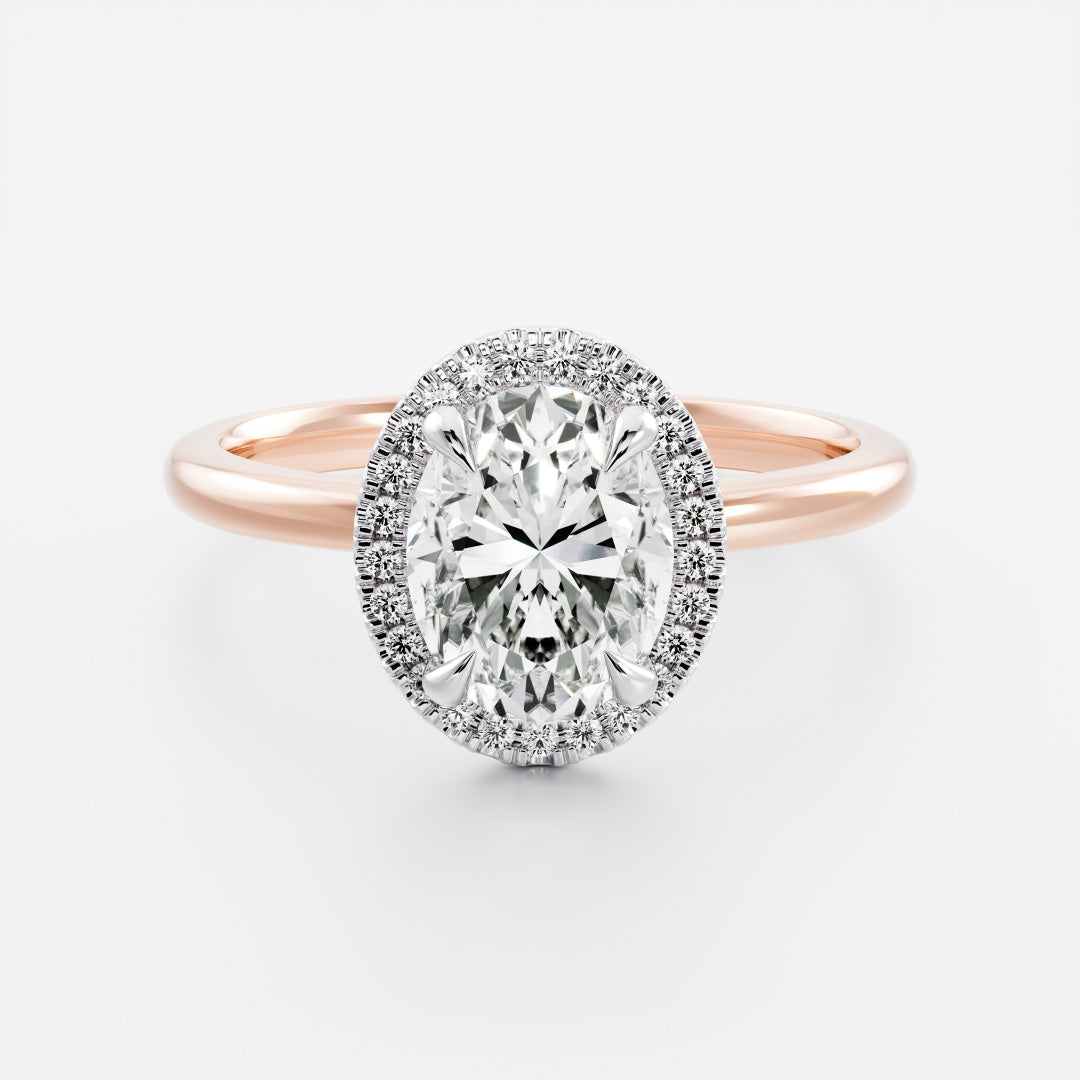 1 CT Oval Halo Moissanite Engagement Ring