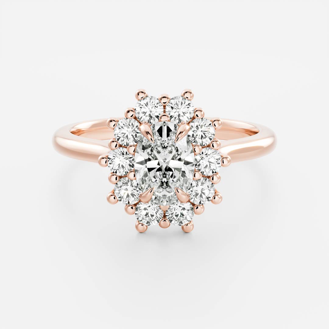 1 CT Oval Halo Moissanite Engagement Ring