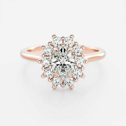 1 CT Oval Halo Moissanite Engagement Ring