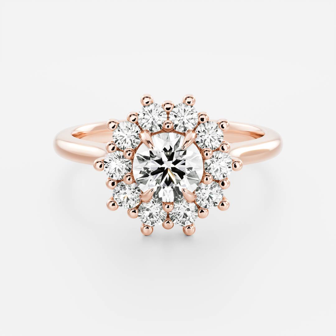 0.5 CT Round Halo Moissanite Engagement Ring