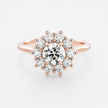 0.5 CT Round Halo Moissanite Engagement Ring