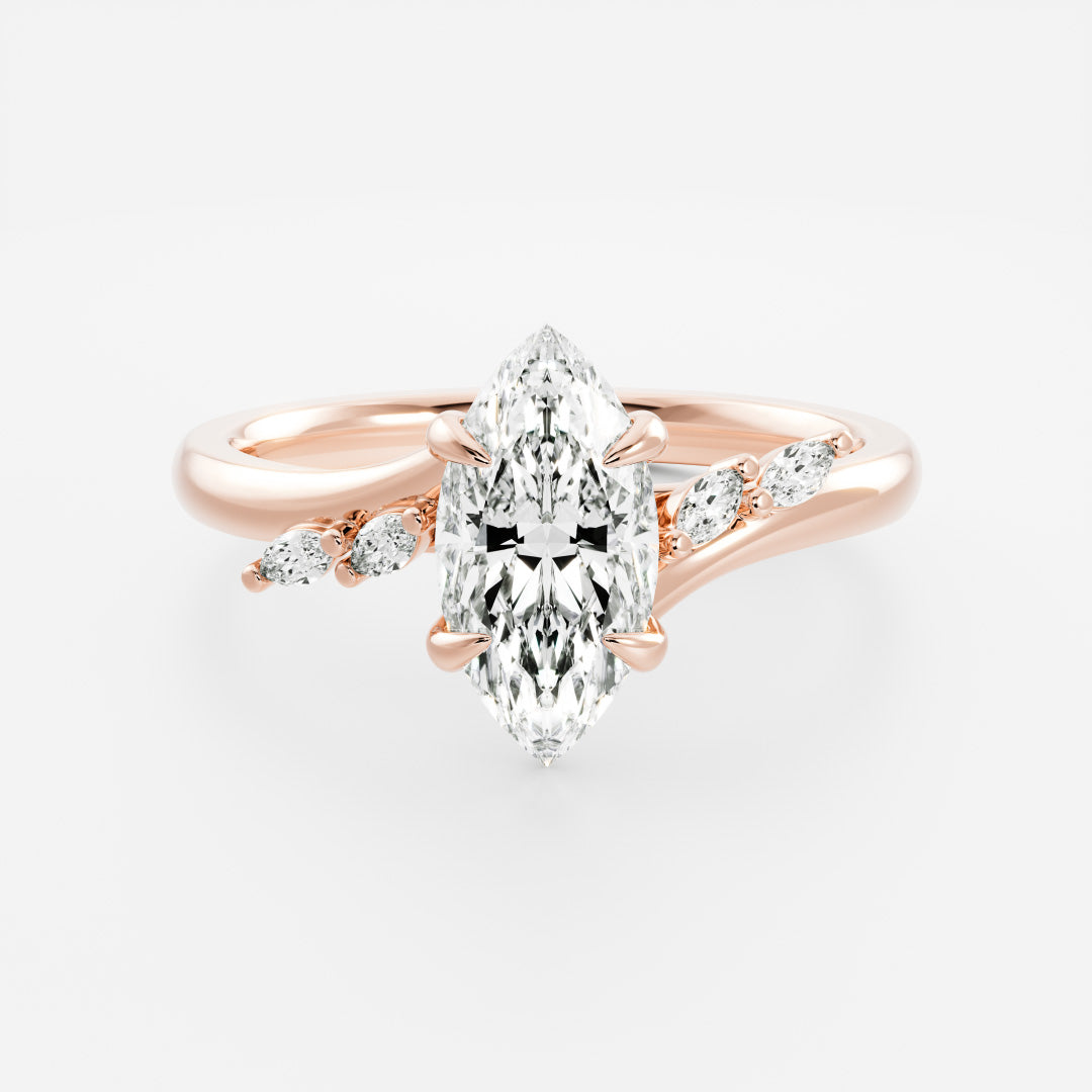 2 CT Marquise Cluster Moissanite Engagement Ring