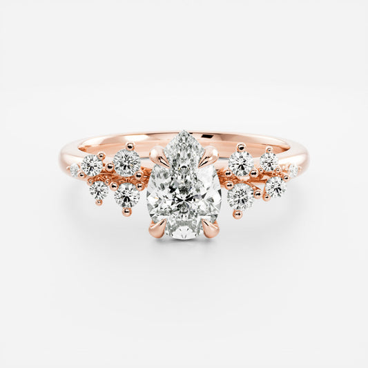 1 CT Pear Cluster Moissanite Engagement Ring