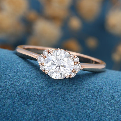 0.68 CT Round Cluster Moissanite Engagement Ring
