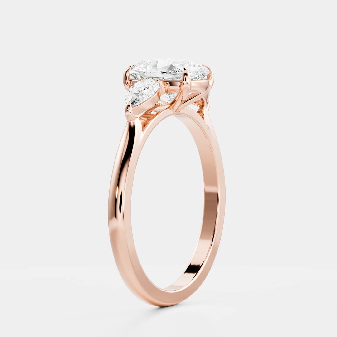 1 CT Elongated Cushion Three Stone Moissanite Engagement Ring
