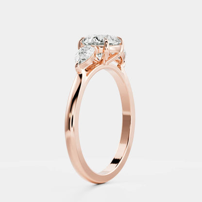 0.5 CT Round Three Stone Moissanite Engagement Ring