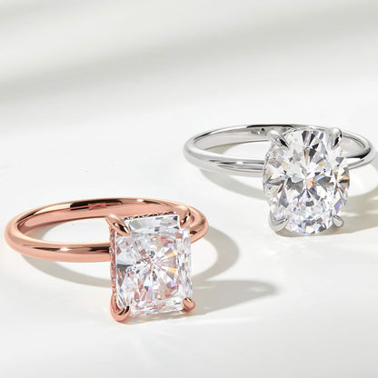 3 CT Radiant Hidden Halo Moissanite Engagement Ring