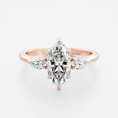 1 CT Marquise Three Stone Moissanite Engagement Ring