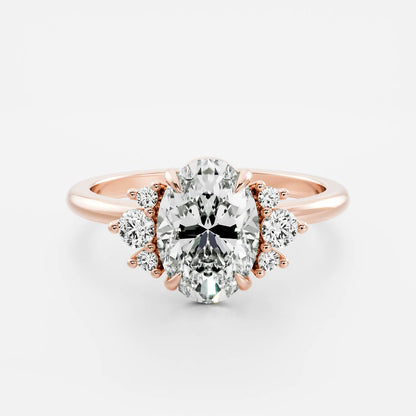 1 CT Oval Cluster Moissanite Engagement Ring