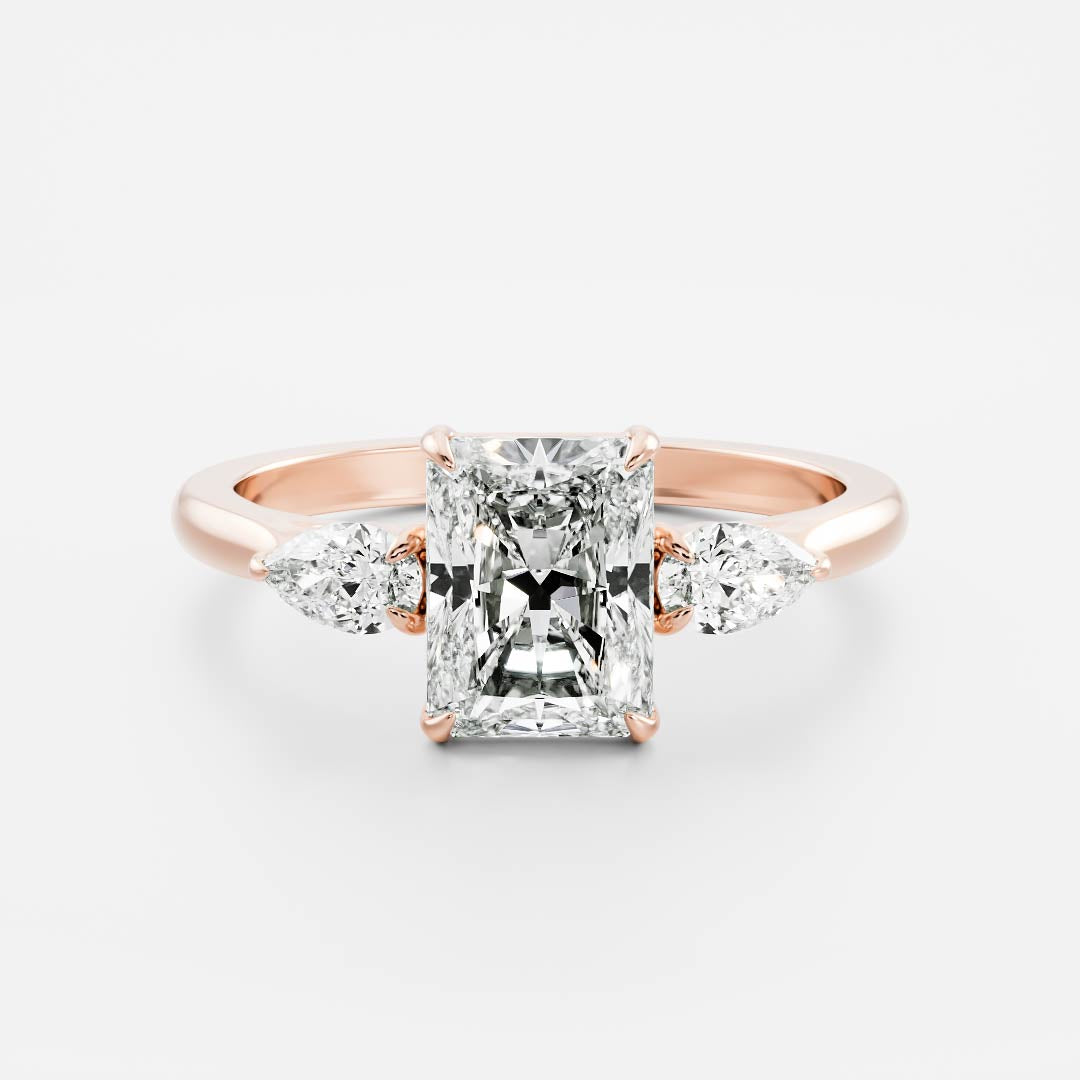 1 CT Radiant Three Stone Moissanite Engagement Ring