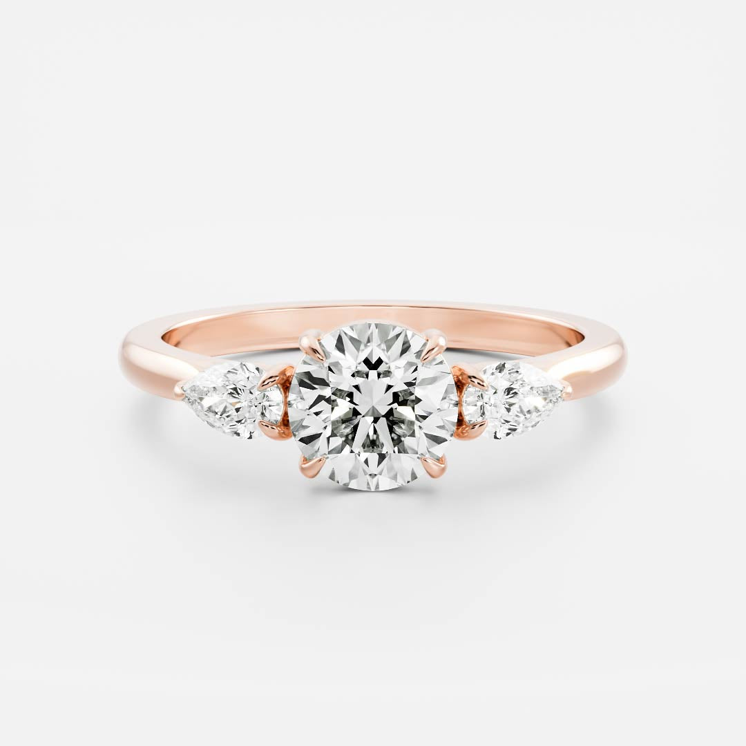 0.5 CT Round Three Stone Moissanite Engagement Ring