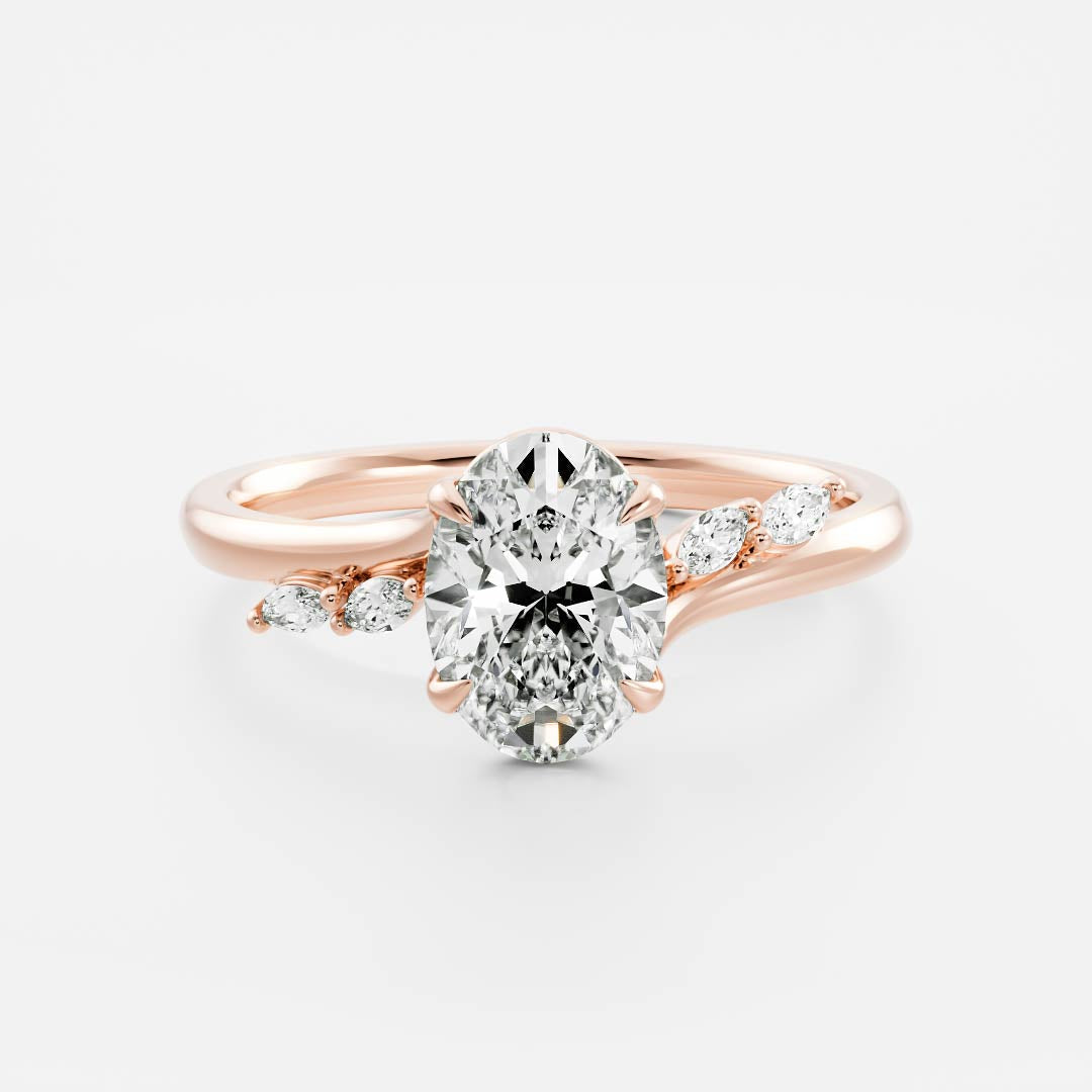 1 CT Oval Cluster Moissanite Engagement Ring
