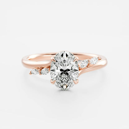 1 CT Oval Cluster Moissanite Engagement Ring