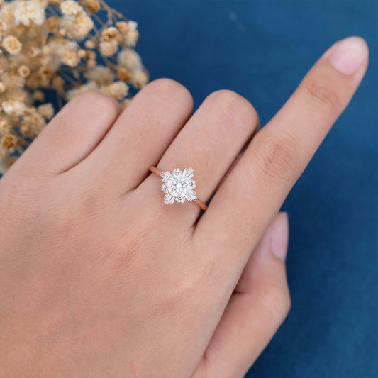 0.88 CT Round Cluster Moissanite Engagement Ring