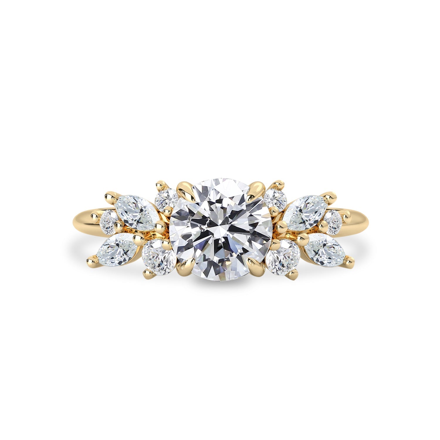 1.0 CT Round Moissanite Cluster Engagement Ring - farrellouise