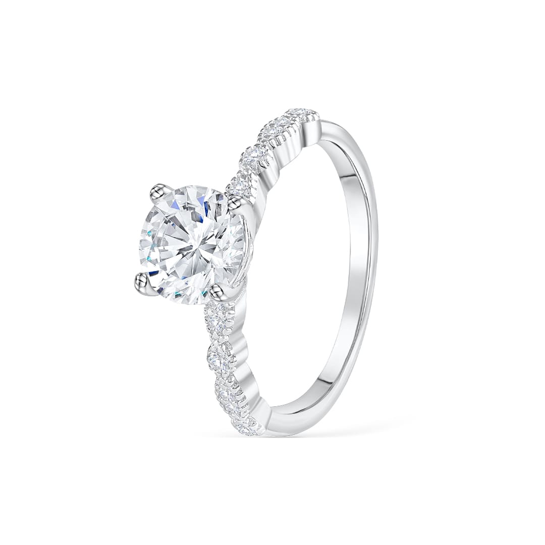 1.5 CT Round Pave Moissanite Engagement Ring