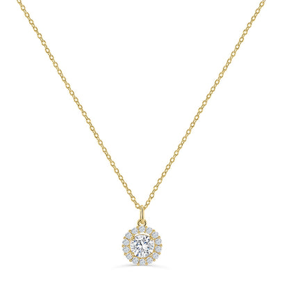 1.25 CT Round Shaped Moissanite Necklace In Halo Design