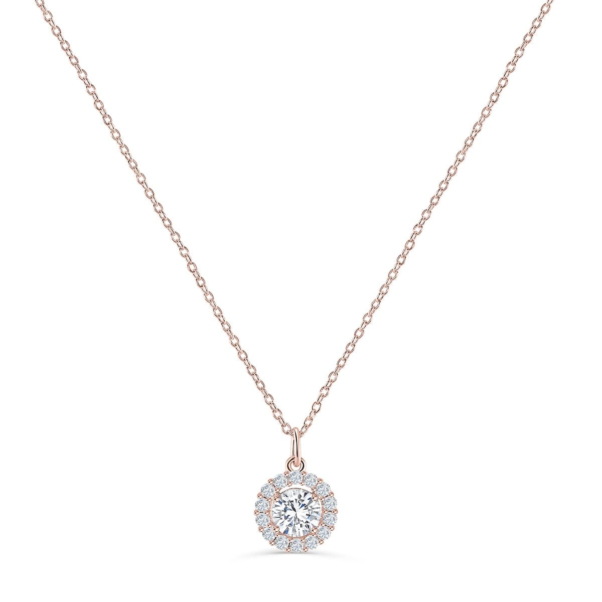 1.25 CT Round Shaped Moissanite Necklace In Halo Design