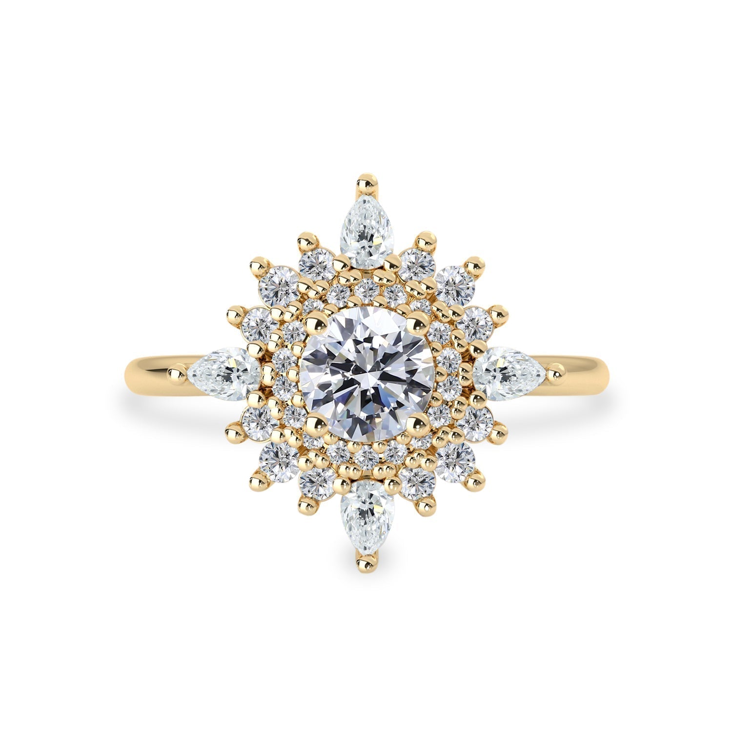 0.50 CT Round Moissanite Cluster Engagement Ring - farrellouise