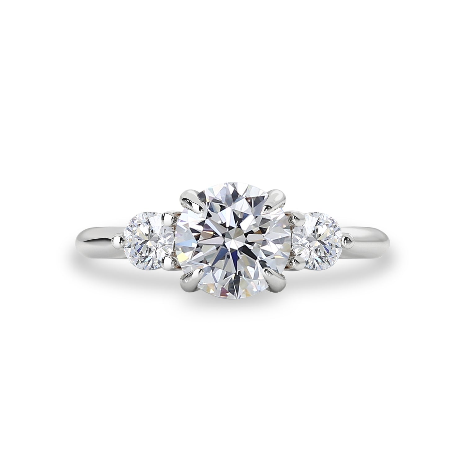 1.30 CT Round Moissanite Three Stone Engagement Ring - farrellouise