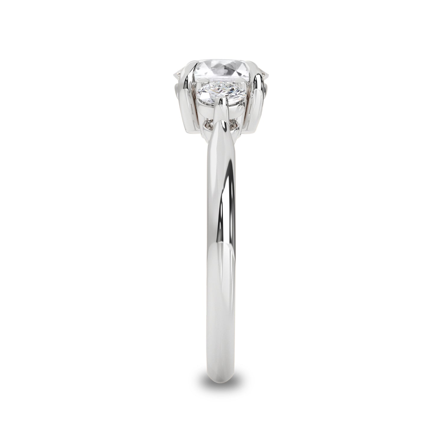 1.30 CT Round Moissanite Three Stone Engagement Ring - farrellouise