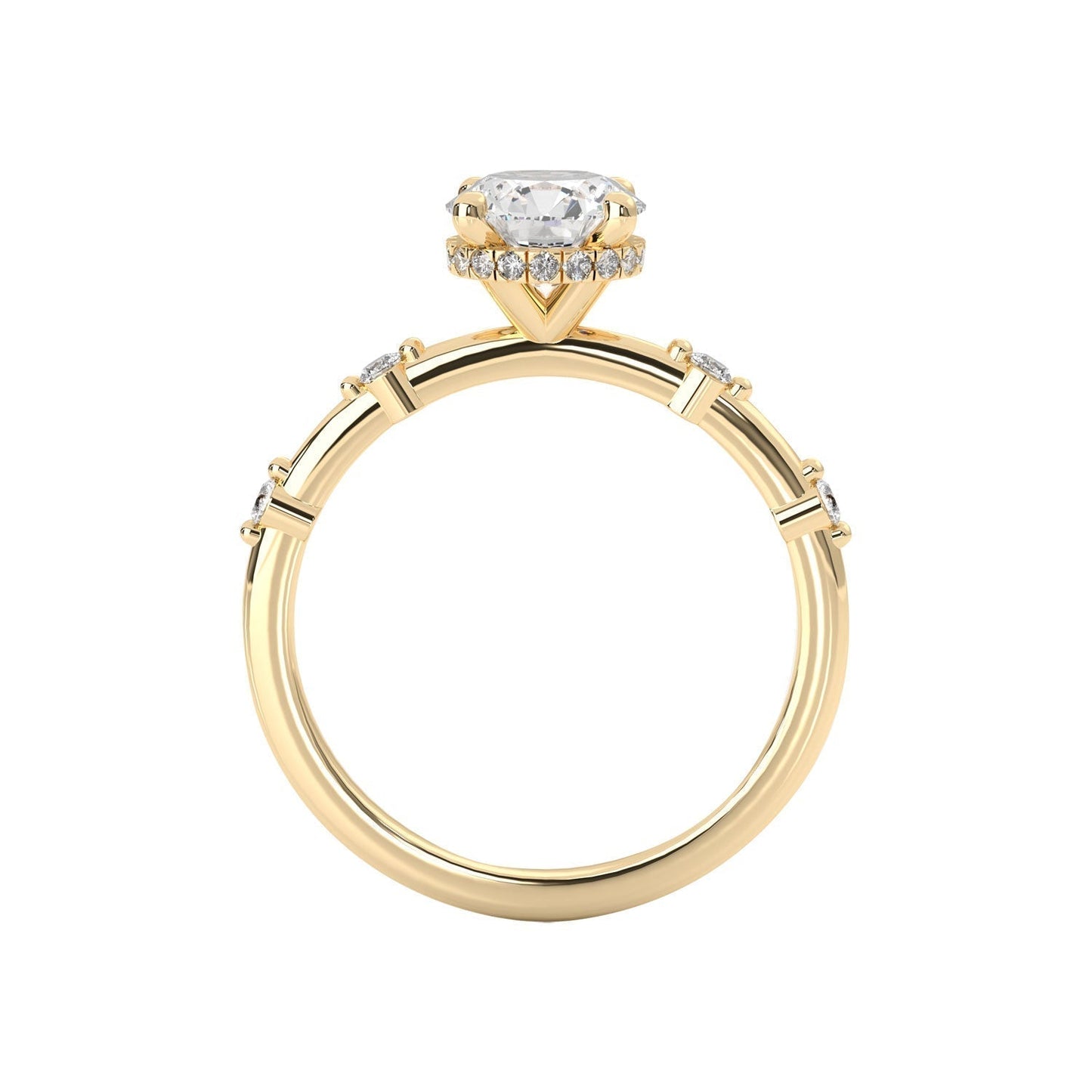 1.30 CT Round Moissanite Hidden Halo Dainty Engagement Ring - farrellouise