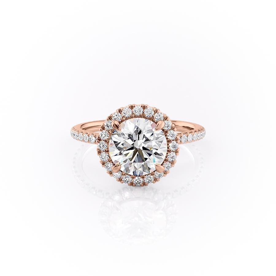 1.90 CT Round Halo & Pave Moissanite Engagement Ring