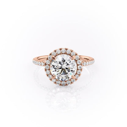 1.90 CT Round Halo & Pave Moissanite Engagement Ring